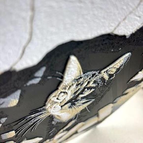 Curious Tabby Cat Art, Cat in Crumbling Wall Art, Bold Cat Print, Cat Decor - Picture 9 of 9